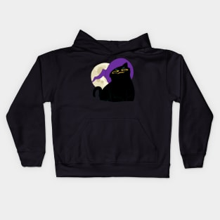 Spooky Void Witch Cat Kids Hoodie